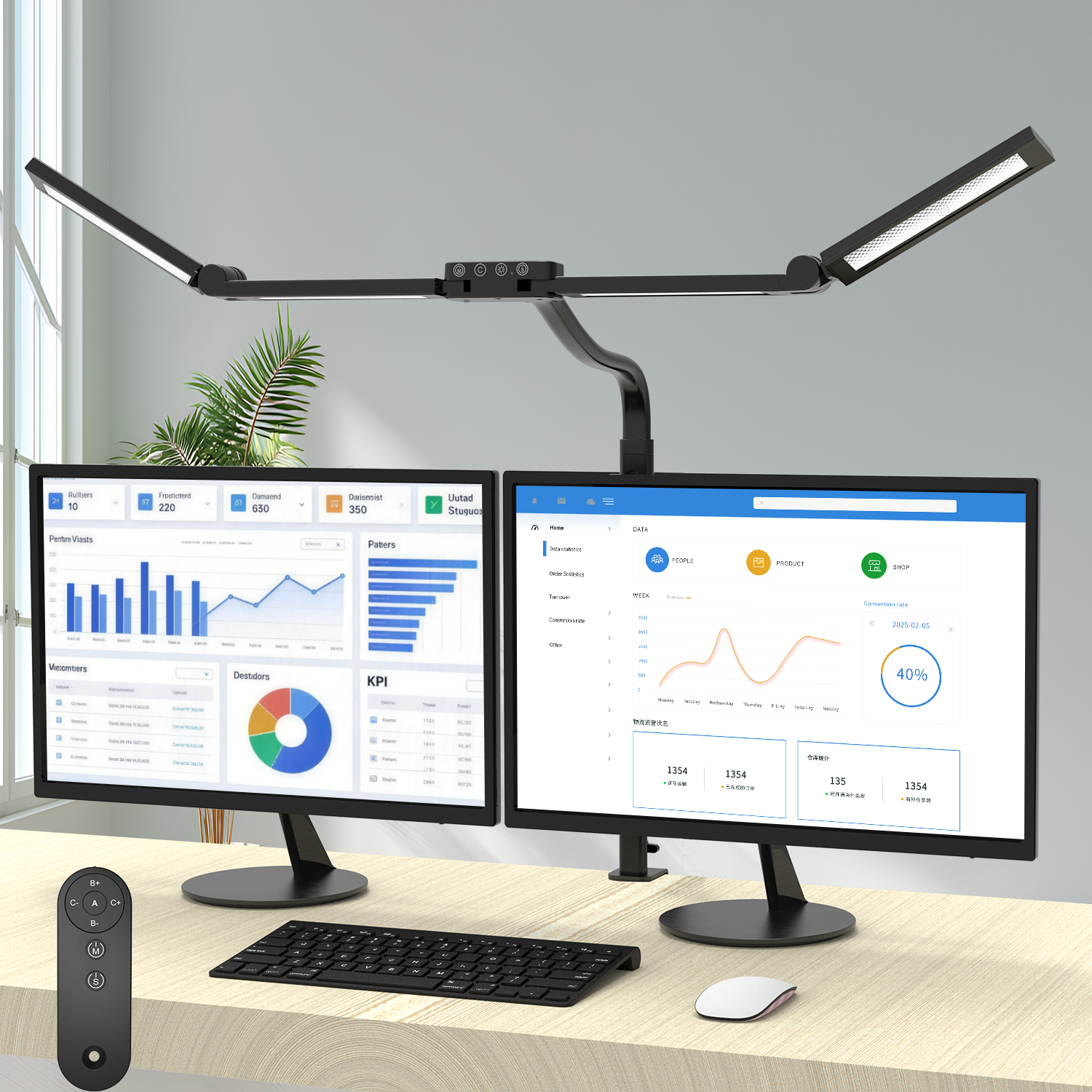 24W Bright Led Desk Lamp with Remote, 1500LM Architect Desk Light for Home Office with 4 Adjustable Light Bars & Clamp, Gooseneck Tall Drafting Table Lighting for Computer Monitor Hobby Puzzle